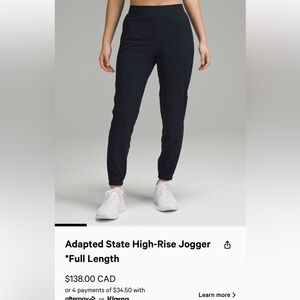 Lululemon Adapted State High Rise Jogger